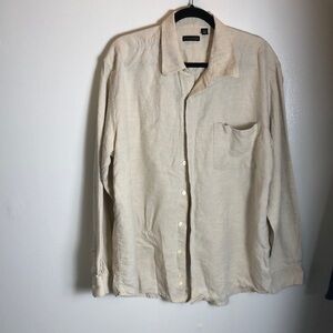 Men’s 100% Linen Beige Button Up SzL